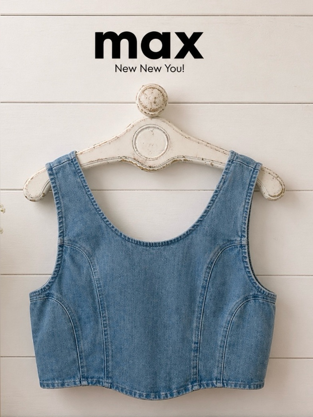 MAX – Stretch Denim Crop Top UK 18 / EUR 44